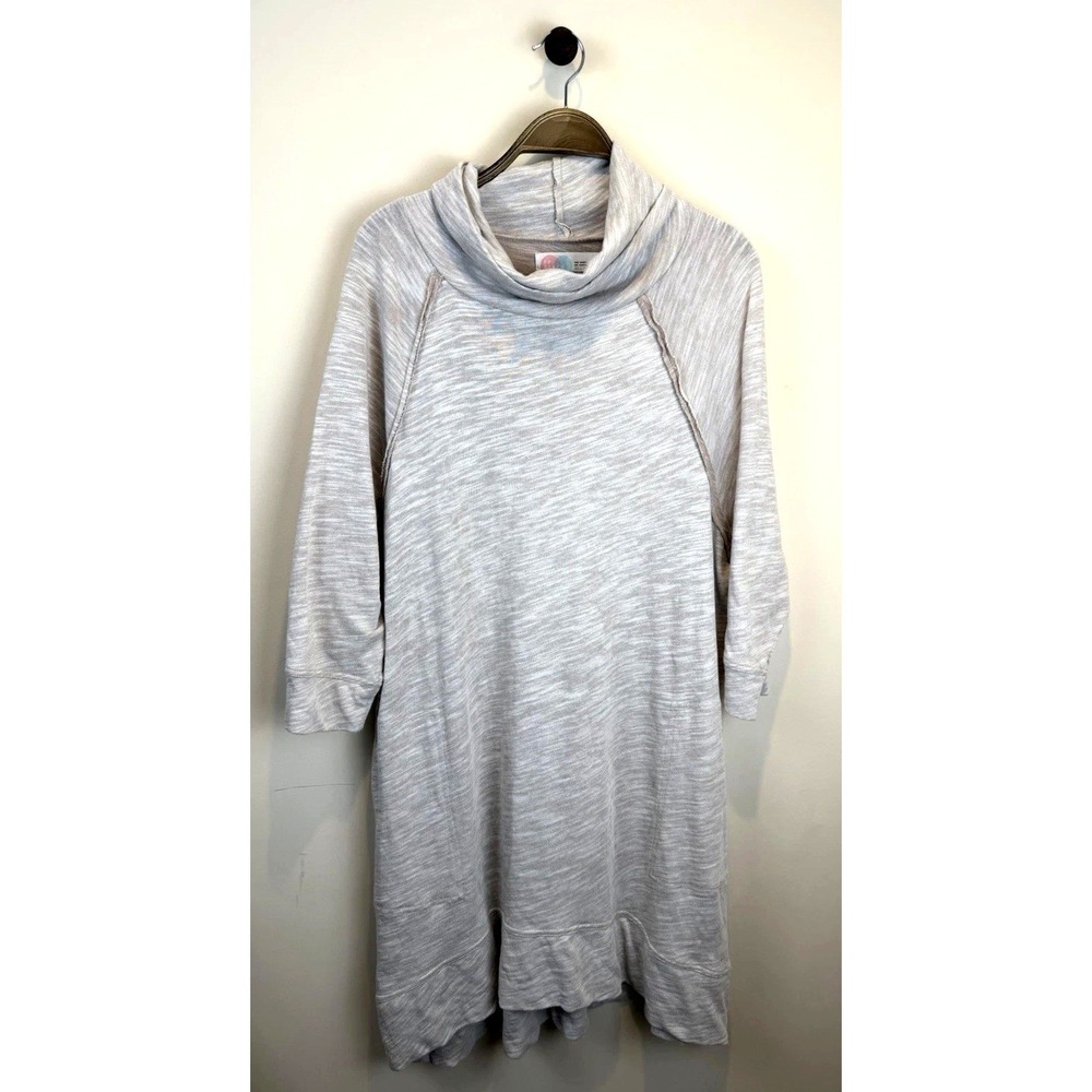 Free People Beach Terri Cocoon Lagenlook Dress Oatmeal Cowl Neck Tunic OS